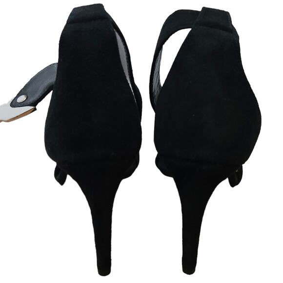 MAJE Falbaria black suede leather western buckle ankle strap heel sandals 39 NEW - Picture 4 of 9